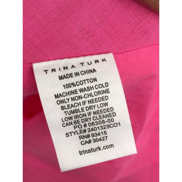 Trina Turk Mauvie Swing Trapeze Dress Sleeveless Lightweight Cotton Pink XXL NEW - Picture 8 of 10